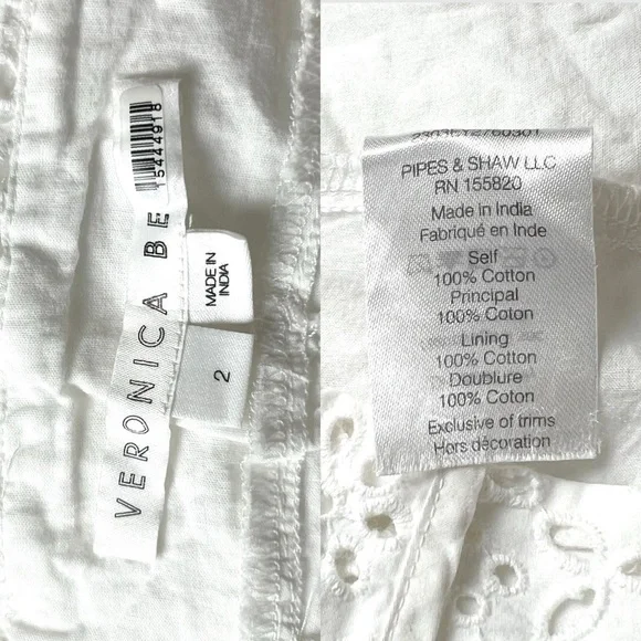 VERONICA BEARD Floral Embroidery Cotton Eyelet Sheer High Rise